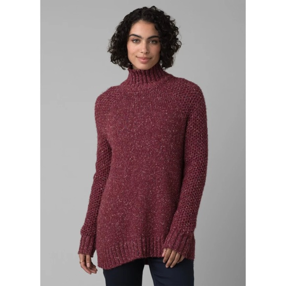 PRANA IBID SWEATER TUNIC MAROON - Picture 1 of 5